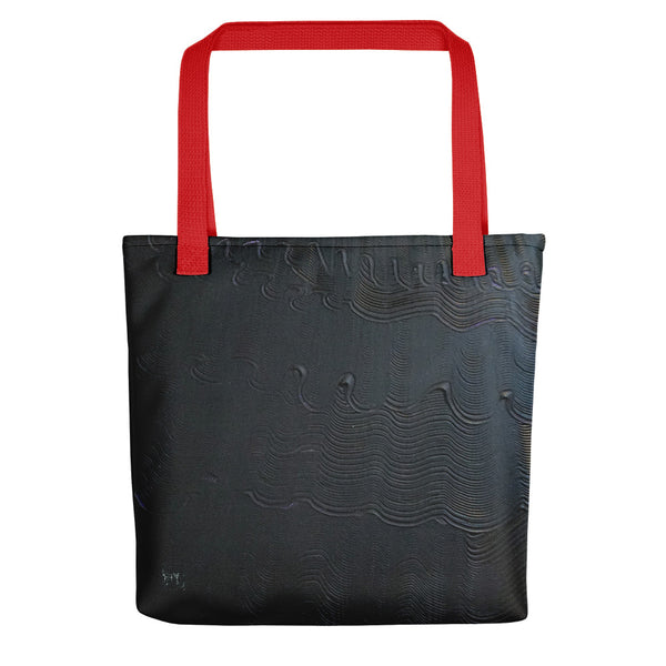 Black Mystery, Modern Minimalist Abstract Art Market 15"x15" Tote Bag, Made in USA/EU - alicechanart