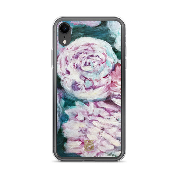 White Roses in Water, Blue White Rose Floral Print Art iPhone Phone Case- Made in USA/ EU - alicechanart