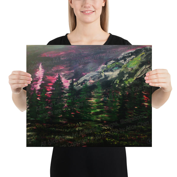 Mount Rainier in Purple Sky Art Print Poster, Made in USA - alicechanart
