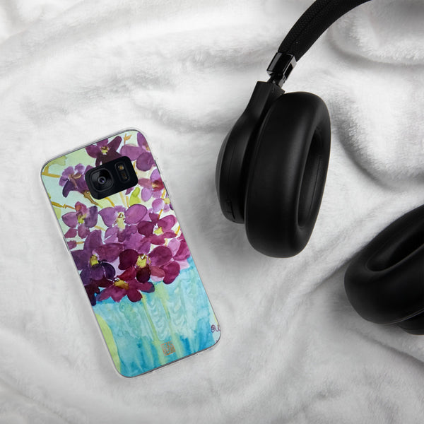 "Curious Exotic Wild Purple Orchids" Floral Print Samsung Cell Phone Case,  Made in USA - alicechanart