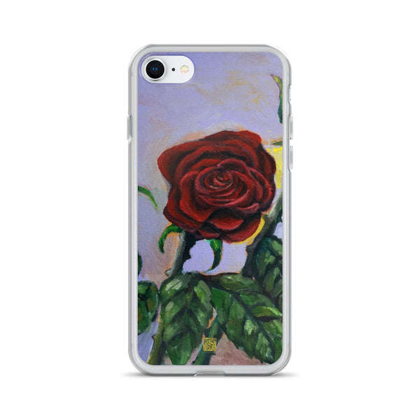 Red Rose in Purple Sky, Floral Print iPhone Case for iPhone Case, Made in USA - alicechanart Red Rose iPhone Case,Red Rose in Purple Sky, Floral Print iPhone Case for  iPhone 7/6/7+/ 6/6s/ X/XS/ XS Max/XR/ 11/ 11 Pro/ 11 Pro Max Phone Case, Made in USA/EU