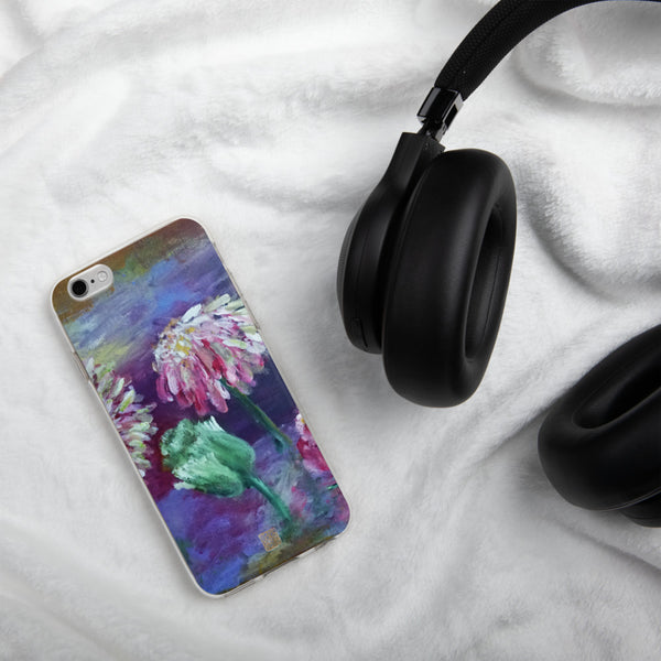 Pink Flowers Floating on the Lake, iPhone Floral Print Girlie Unique Phone Case, Made in USA - alicechanart