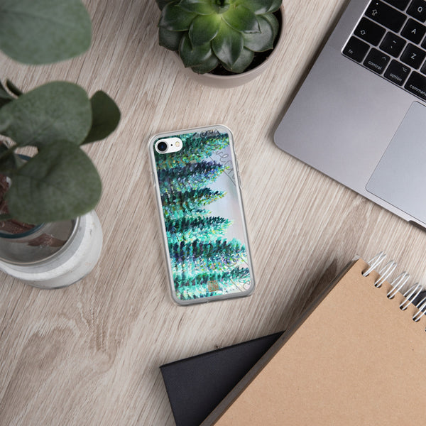 "Trees in Golden Sky", Pine Tree Seattle iPhone Phone Case, Made in USA - alicechanart