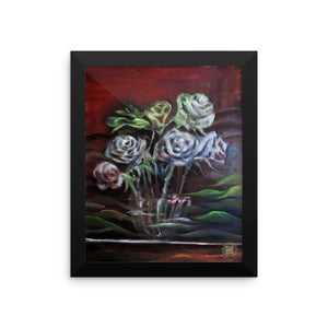 "Ghost Roses" - Floral Rose, Framed Photo Paper Poster, Made in USA - alicechanart