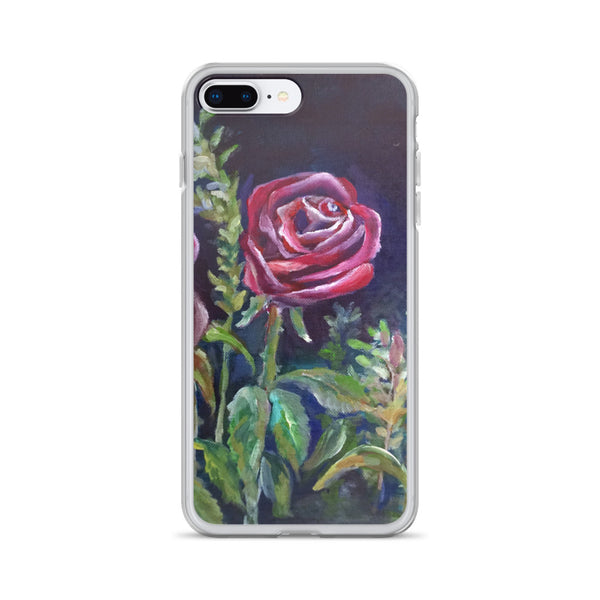 Romantic Red Rose Floral Print iPhone 7/6/7+/ 6 / 6s/ X/XS/ XS Max/XR Case, Made in USA - alicechanart