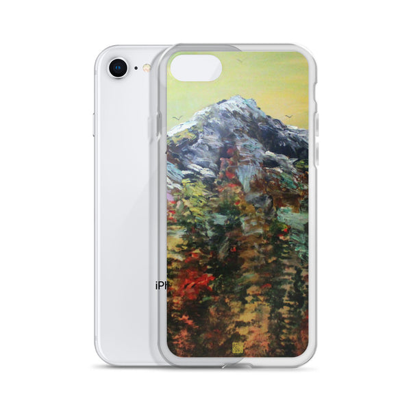 "Mountain Rainier in Yellow Sky", iPhone 7/6/7+/ 6/6s/ X/XS/ XS Max/XR Case, Made in USA - alicechanart