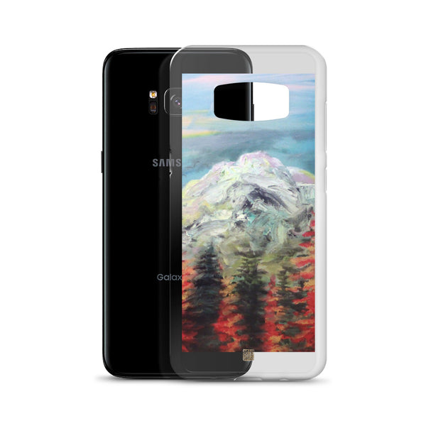 Mount Rainier in Blue Sky, Mountain Landscape Print, Samsung Case- Made in USA/ EU - alicechanart