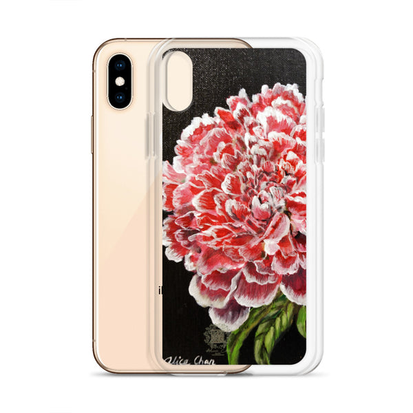 Red Peony Floral Print Premium iPhone Red Peonies Phone Case- Made in USA/ EU - alicechanart