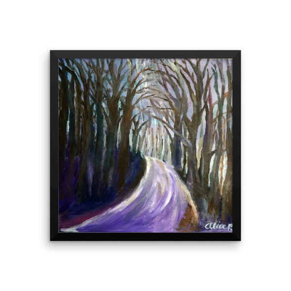 "Purple Hiking Trail", Mountain Landscape, Framed Poster Art Print - alicechanart