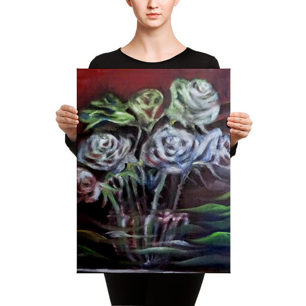 "Ghost Roses", Floral Rose Flower, Canvas Art Print, Rose Flower Fine Art, Made in USA - alicechanart