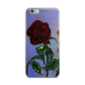 Red Roses in Purple Sky, Floral  iPhone 7/6/7+/ 6 / 6s/ X/XS/ XS Max/XR Case, Made in USA - alicechanart Red Roses Floral Phone Case, Red Roses in Purple Sky, Floral  iPhone 7/6/7+/ 6/6s/ X/XS/ XS Max/XR/ 11/ 11 Pro/ 11 Pro Max Phone Case, Made in USA/EU