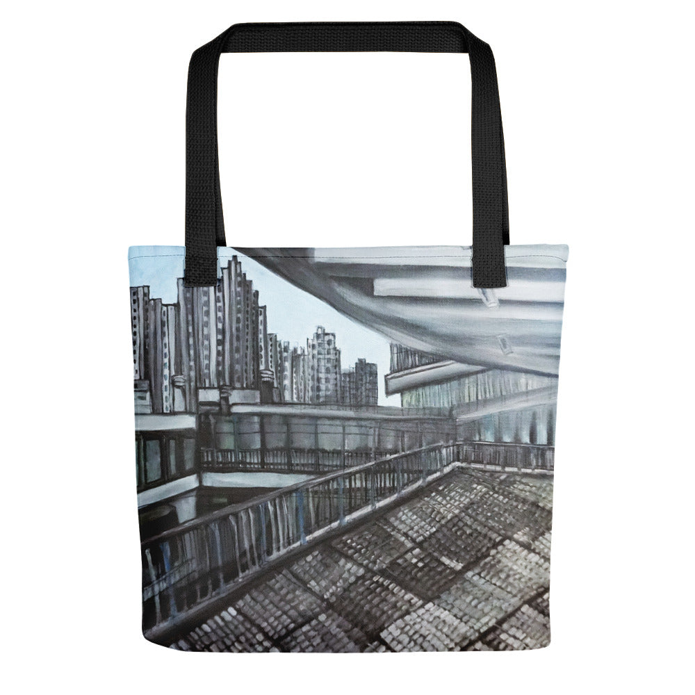 "Wong Chuk Hang Hong Kong", 15"x15" Square Architecture Tote Bag, Made in USA - alicechanart