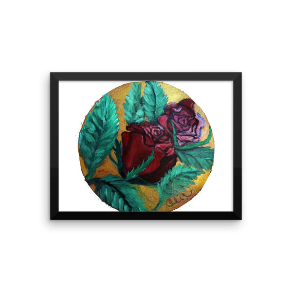 "Red Rose Series Part 1 in Gold", Framed photo paper poster, Made in USA - alicechanart