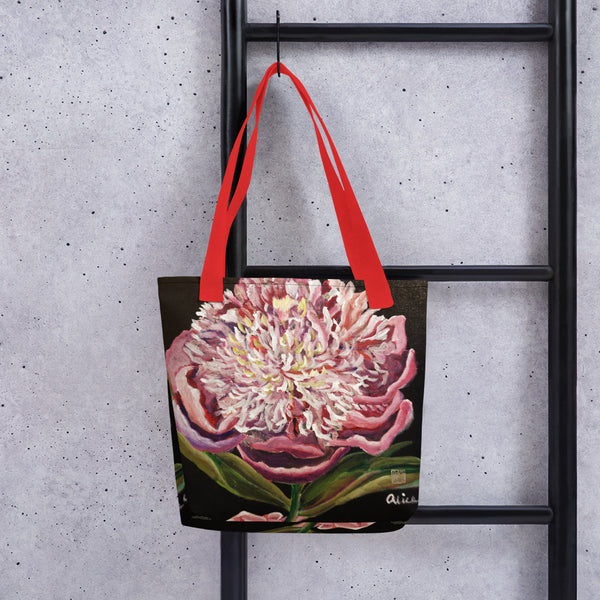Chinese Peony Hybrid, 2018, Floral Print Market Designer Art Tote Bag- Made in USA/ EU - alicechanart