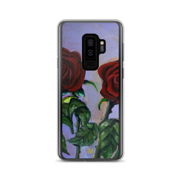 Red Roses in Purple Sky, Floral Samsung Galaxy S7, S7 Edge, S8, S8+, S9, S9+ Phone Case, Made in USA - alicechanart Red Floral Print Phone Case, Red Roses in Purple Sky, Floral Case Samsung Galaxy S7, S7 Edge, S8, S8+, S9, S9+ Phone Case, Made in USA/EU