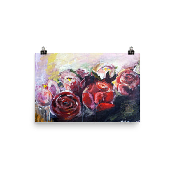 "French Roses", Floral Rose Matte Premium Quality Poster Art Print, Made in USA - alicechanart