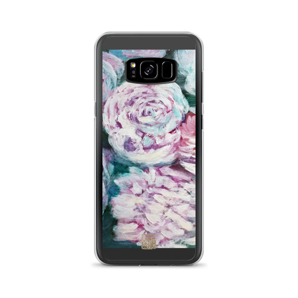 White Roses in Water, Blue White Rose Floral Print Samsung Phone Case- Made in USA/ EU - alicechanart