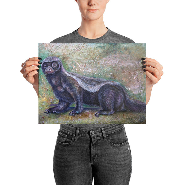 "Jambo - Honey Badger", 2018, Wildlife Art Matte Premium Print Poster, Made in USA - alicechanart