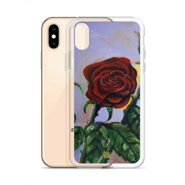 Red Rose in Purple Sky, Floral Print iPhone Case for iPhone Case, Made in USA - alicechanart