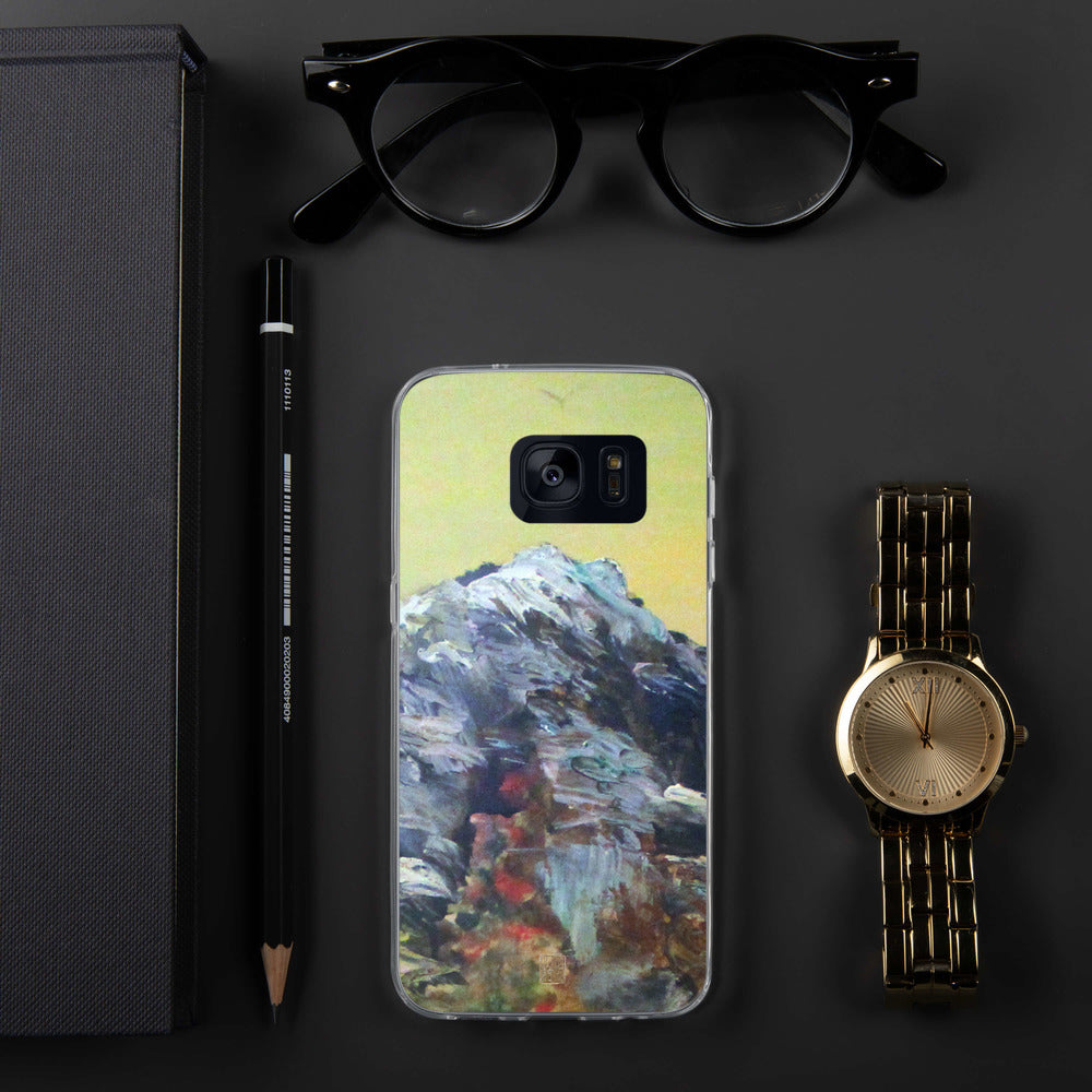 "Mountain Rainier in Yellow Sky",  Artistic Samsung Galaxy Cell Phone Case, Made in USA - alicechanart