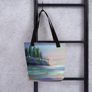 West Seattle, Landscape Art Seattle 15"x15" Designer Art Tote Bag, Made in USA - alicechanart