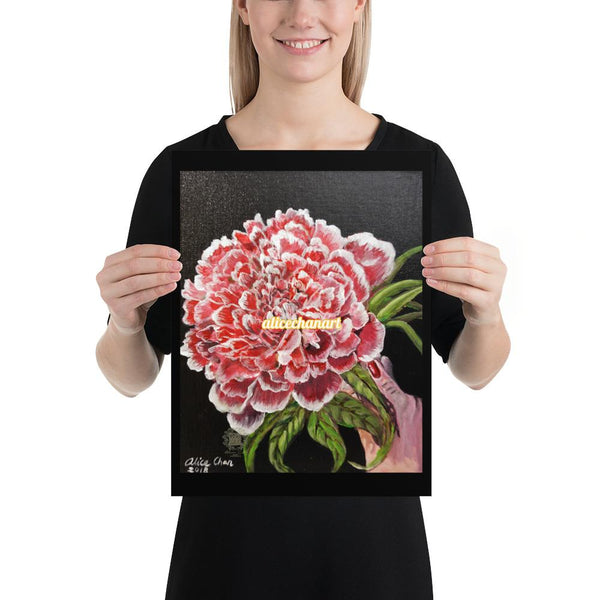 Red Chinese Peony, 2018, Art Print Poster, Made in USA - alicechanart