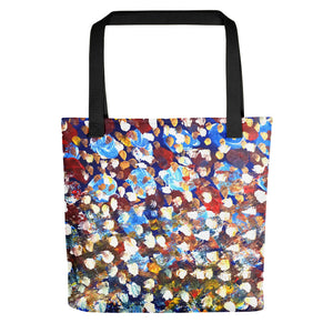 "Raindrops 1/3", 15"x15" Square Abstract Art Print Designer Tote Bag, Made in USA - alicechanart