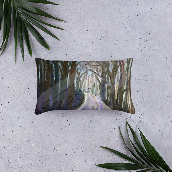 Purple Hiking Trail, 18"x18", 20"x12" Landscape Mountain Basic Pillow, Made in USA - alicechanart