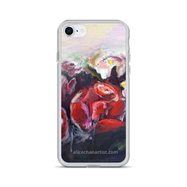 "French Red Roses", Floral Print, iPhone 7/6/7+/ 6/6s/ X/XS/ XS Max/XR Case, Made in USA - alicechanart