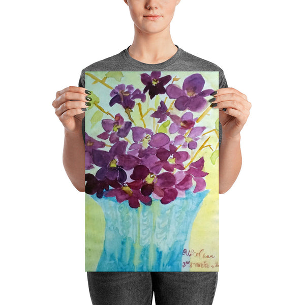 "Curious Exotic Wild Purple Orchids" Floral Poster Art Print, Made in USA - alicechanart
