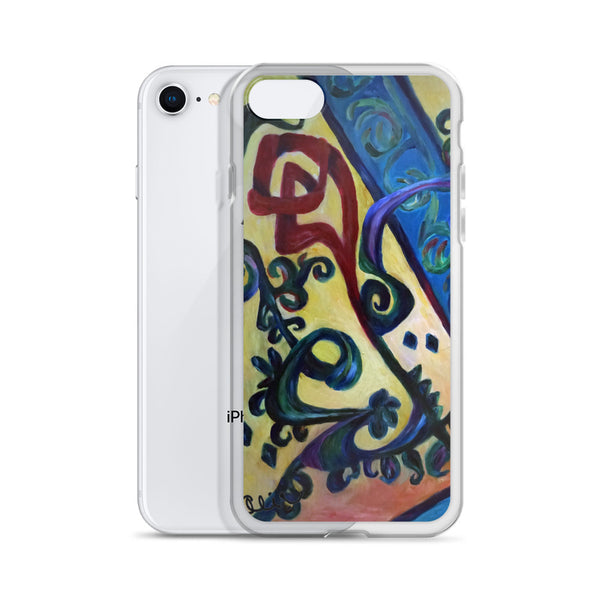 "Red Rose Abstraction of Strength in Arabic", iPhone 7/6/7+/ 6/6s/ X/XS/ XS Max/XR Case, Made in USA - alicechanart