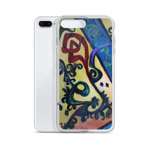 "Red Rose Abstraction of Strength in Arabic", iPhone 7/6/7+/ 6/6s/ X/XS/ XS Max/XR Case, Made in USA - alicechanart