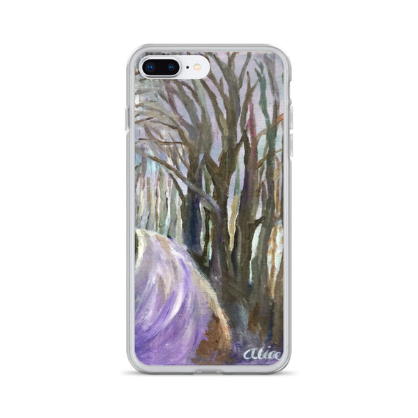 "Purple Hiking Trail",  Tree Forest Scene, iPhone 7/6/7+/ 6/6s/ X/XS/ XS Max/XR Case, Made in USA - alicechanart
