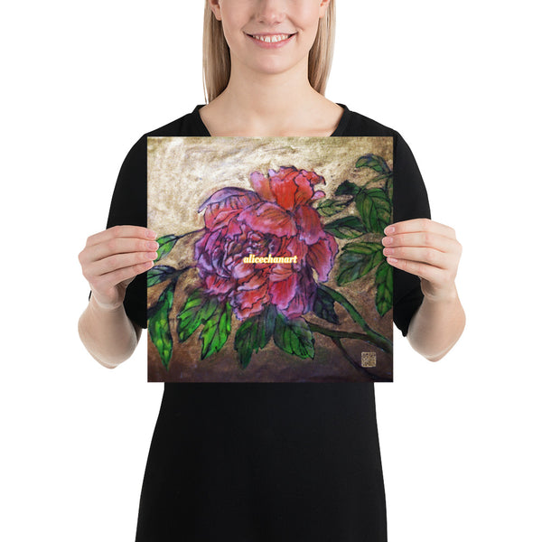 Pink Peony Chinese Floral Art Print Poster, 2019, Made in USA - alicechanart